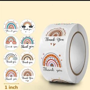 100 Rainbow Thank you stickers